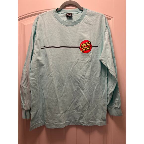 Santa Cruz Men’s Long Sleeve Relaxed Classic Dot Pullover Skate Shirt Sz L Green - Picture 1 of 4